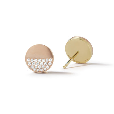 Disco Dots Rose Gold Pave Diamond Stud Earrings