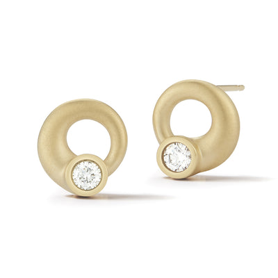 Whirl Diamond Circle Stud Earrings