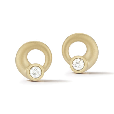 Whirl Diamond Circle Stud Earrings