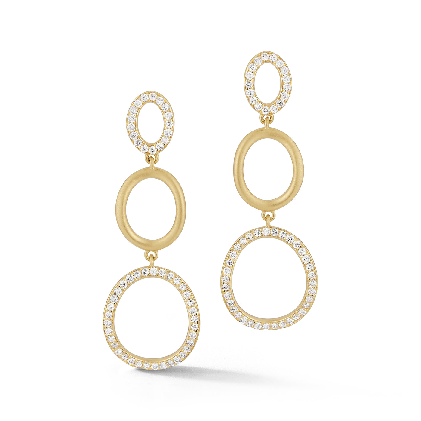 Spiralli Gold and Diamond Dangle Earrings