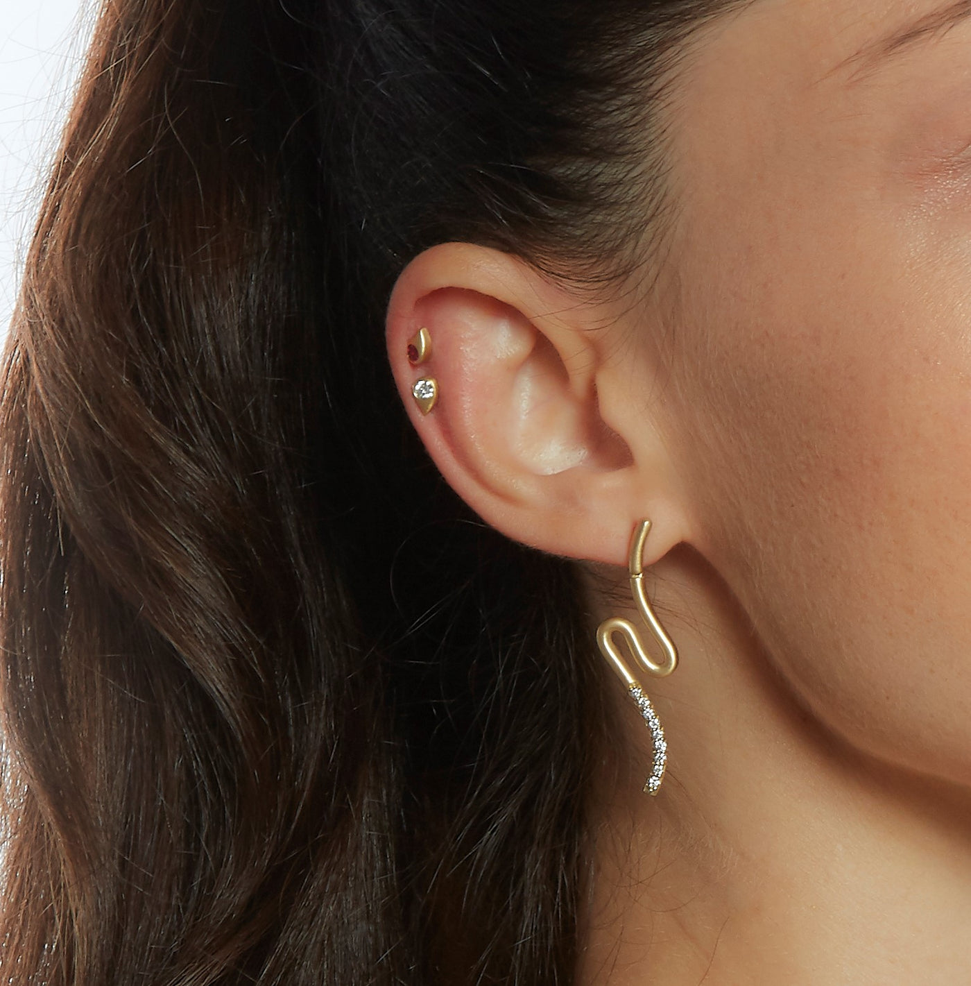 Brushstroke Drop Ruby Single Earring