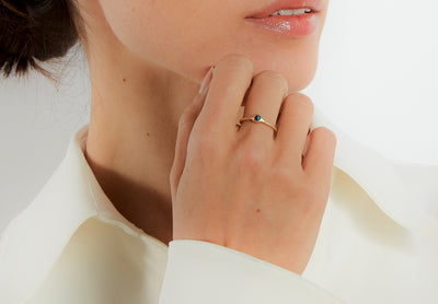 Brushstroke Drop Sapphire Ring