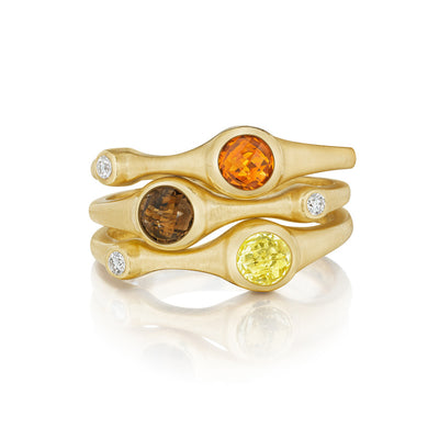 Yellow Sapphire and Diamond Stack Ring