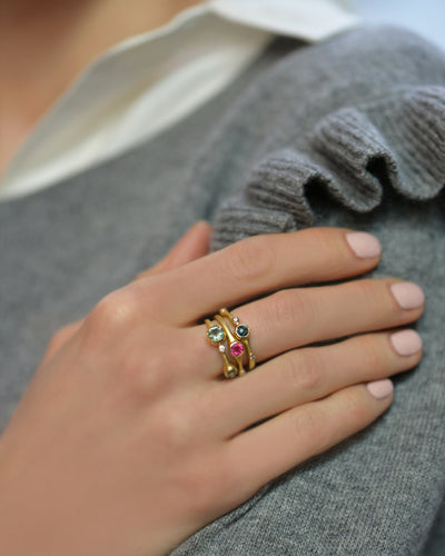 Pink Sapphire and Diamond Stack Ring